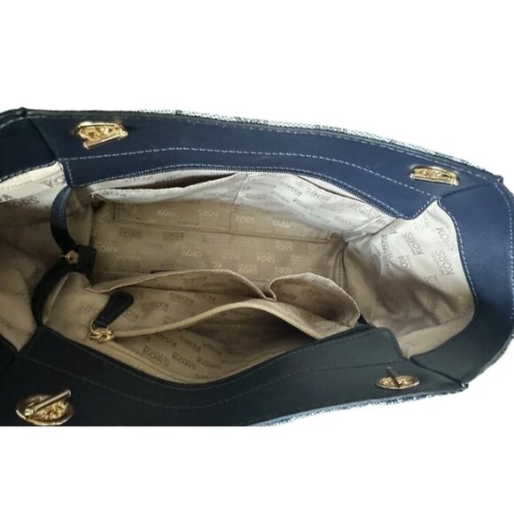 Michael Kors Navy Jet Set Medium Logo Tote Bag Purse - Picture 8 of 10